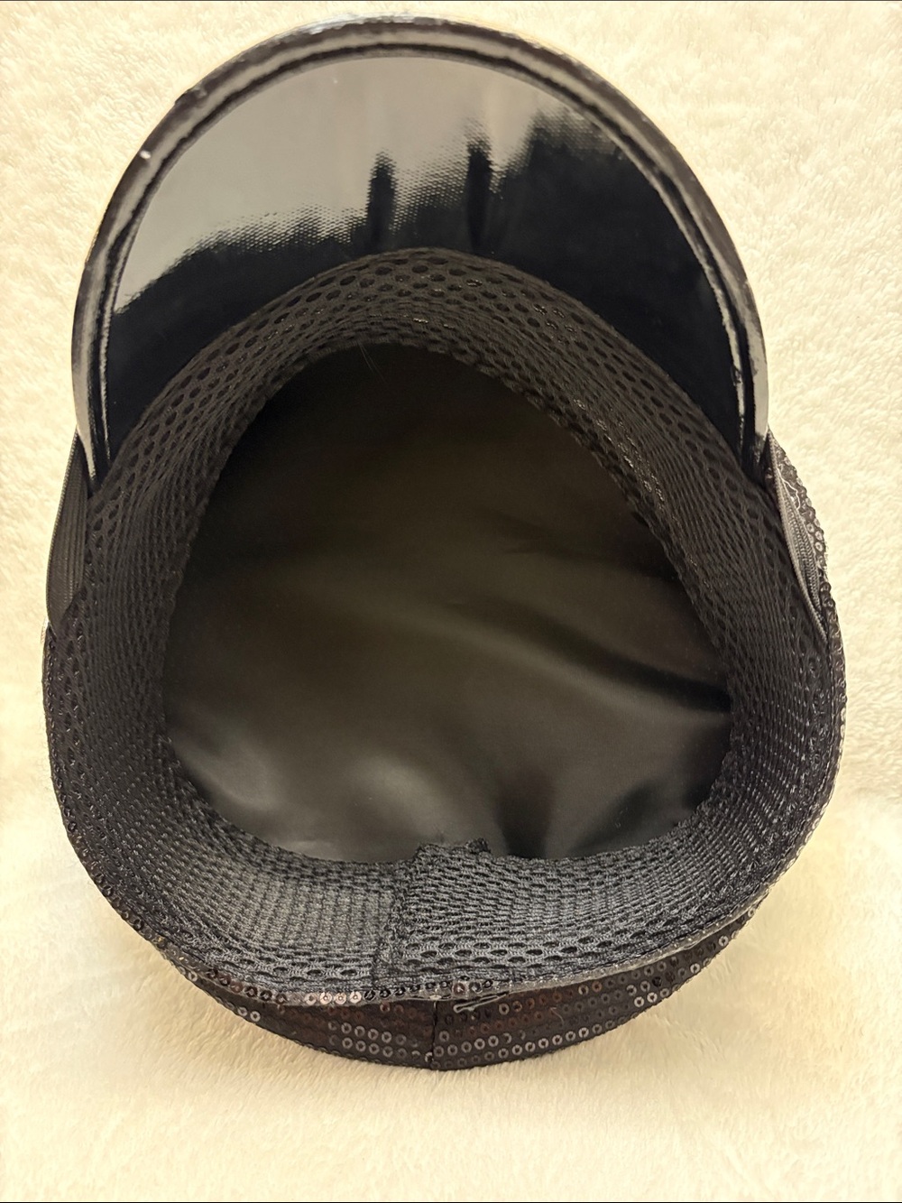 Black Sequin Police Style Cap with Silver Trim Detail - Picture 9 of 10